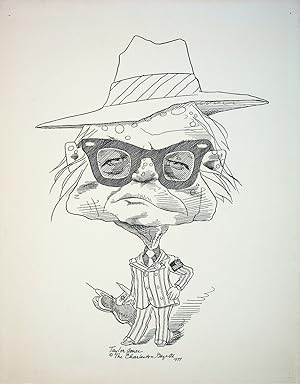 ORIGINAL CARICATURE DRAWING OF TRUMAN CAPOTE; Signed by the artist