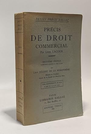 Précis de droit commercial - 9e édition entièrement refondue et mise à jour par Léon Julliot de l...