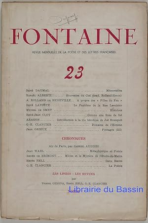 Fontaine Revue mensuelle de la poésie et des lettres françaises n°23