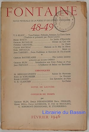 Fontaine Revue mensuelle de la poésie et des lettres françaises n°48-49