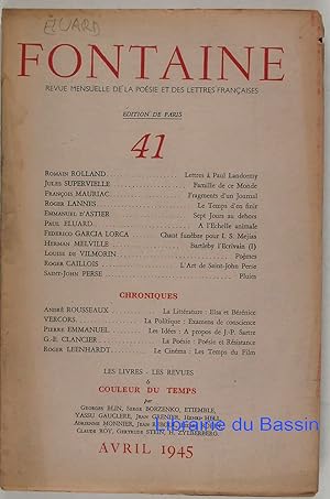 Fontaine Revue mensuelle de la poésie et des lettres françaises n°41
