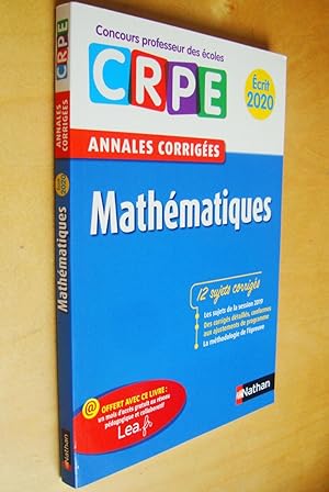 Annales CRPE Mathématiques - Ecrit 2020