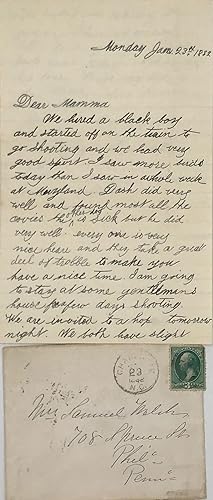QUAIL HUNTING IN CHARLOTTE, as described in an autograph letter, signed 23 January 1882, from Cha...