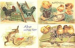 Rabbit Farming Baby Chicks Happy Easter 4x Postcard s