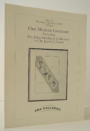 THE JOHN STEINBECK COLLECTION OF DR JACOB J. FOSTER. Catalogue de la vente de livres organisée pa...