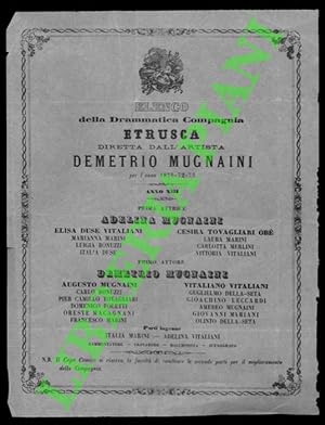 Elenco della Drammatica Compagnia Etrusca diretta dall'Artista Demetrio Mugnaini.