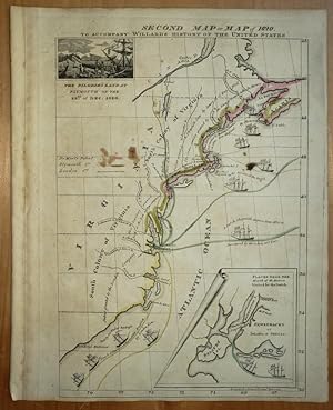 Original Map - "Second Map or Map of 1620." A Series of Maps to Willard's History of the United S...