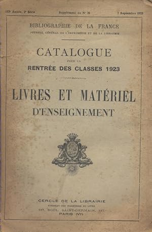 Catalogue pour la rentrée des classes 1923. Livres et matériel d'enseignement.