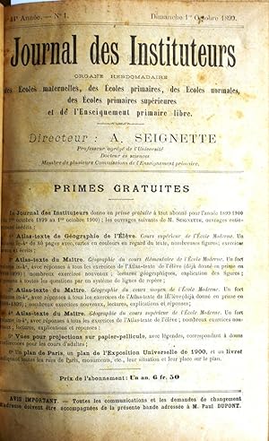 Journal des Instituteurs. Du N° 1 (octobre 1899) au N° 52 (23 septembre 1900). Ecoles maternelles...