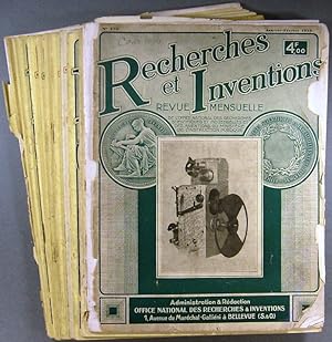 Recherches et inventions. Revue mensuelle. Année 1929 complète. 11 numéros. (173 à 183).