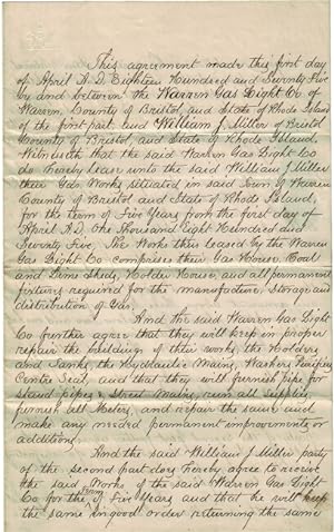 Five-year lease of the Warren Gas Light Company to William J. Miller