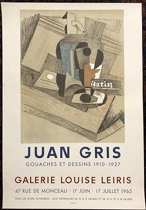 JUAN GRIS GOUACHES ET DESSINS 1910-1927.Galerie Louis Leiris. 1965. (Original Art Exhibition Poster)