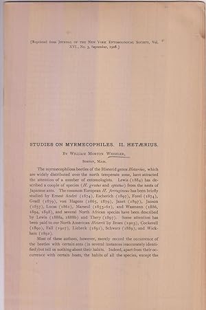 Studies on Myrmecophiles, II. Hetaerius by Wheeler, William Morton