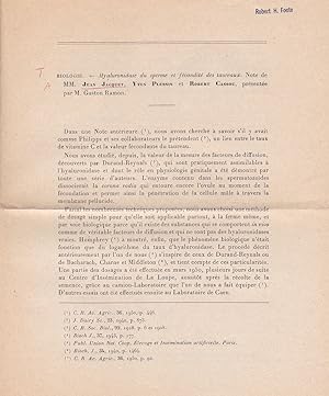 Hyaluronidase du sperme et fecondite des taureaux. by Jean Jacquet, Yves Plessis, and Robert Cassou
