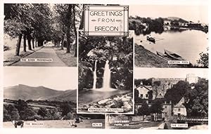 Greetings From Brecon Newton Pool River RPC Welsh Postcard