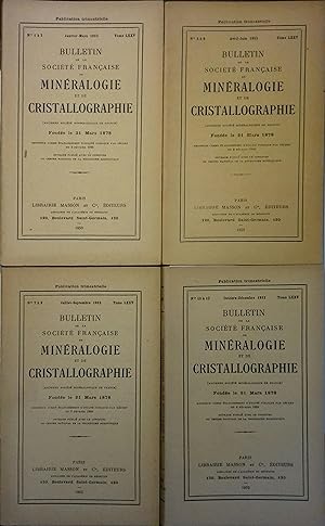 Bulletin de la société française de minéralogie et de cristallographie. Année 1952 complète. tome...