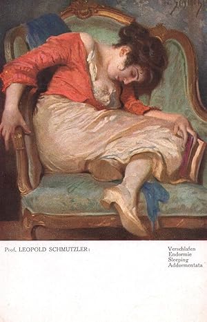 Leopold Schmutzer Sleeping Verschafen German Painting Postcard