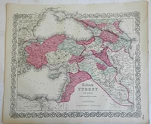 Ottoman Empire Asian Holdings Cyprus Holy Land Palestine Israel 1865 Colton map