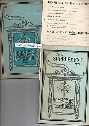 French's Catalogue 1938-9 + Supplement to 1938-1939. Theatre, Plays Book catalogue