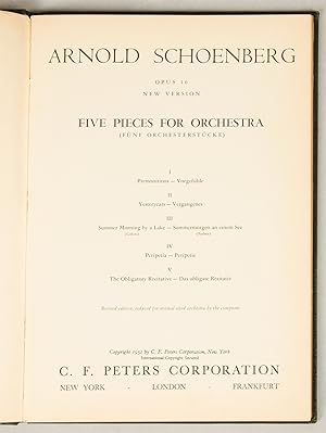 [Op. 16]. Five Pieces for Orchestra [Study score] (Fünf Orchesterstücke) . Revised edition, reduc...