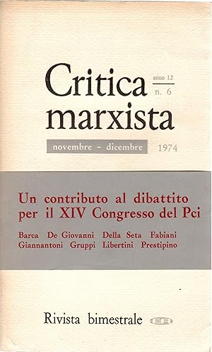CRITICA MARXISTA NOVEMBRE - DICEMBRE 1974