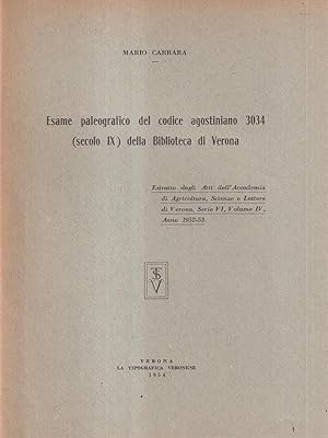 Esame paleografico del codice agostiniano 3034 della biblioteca di Verona