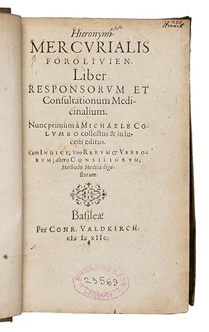 Liber responsorum et consultationum medicinalium. Nunc primùm á Michaele Columbo collectus & in l...