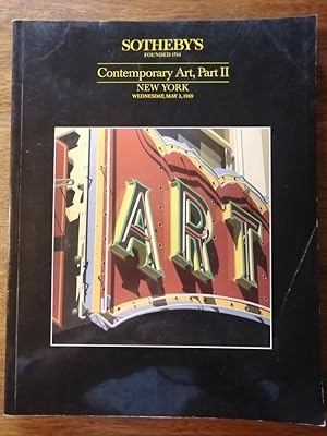 Catalogue ventes aux enchères Sotheby s Contemporary art Part II New York 3 Mai May 1989 - - Arti...