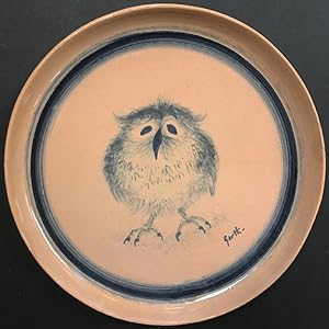 Baby Owl (unique ceramic plate with drawing)