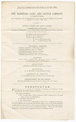 THE HANSFORD LAND & CATTLE COMPANY, LIMITED.PROSPECTUS