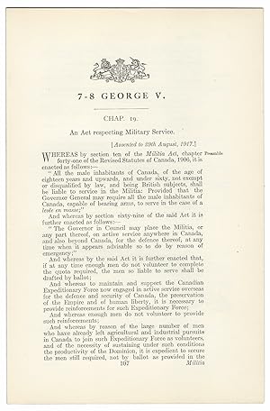 MILITARY SERVICE ACT (1917). An Act respecting Military Service.