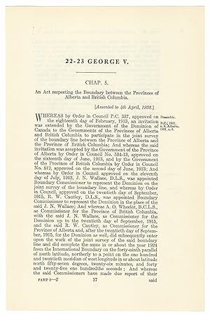 ALBERTA-BRITISH COLUMBIA BOUNDARY ACT (1932). An Act respecting the Boundary between the Province...
