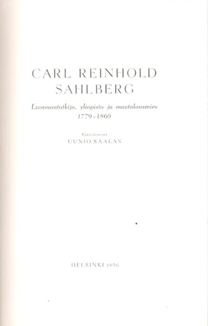 Carl Reinhold Sahlberg, Luonnontutkija, Yliopisto- Ja Maatalousmies 1779-1860