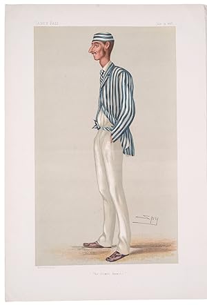 Caricature portrait of the Frederick Robert Spofforth, "The Demon Bowler"