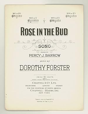 Sheet Music. Rose in the Bud, Music by Dorothy Forster, Words by Percy J. Barrow. Original Edward...