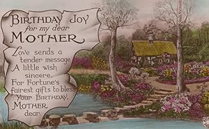 Birthday Greetings Mother WW2 Thatched Cottage RPC Postcard