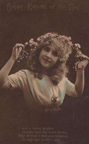 Girl Pulling Locks Of Hair Extensions Antique Greetings Postcard