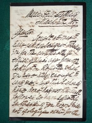 Letter Signed. 3 pages dated 1857 "Music Hall, Sheffield".