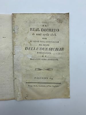 Il real decreto de venti aprile 1818 ossia la legge della monetazione nel Regno delle Due Sicilie