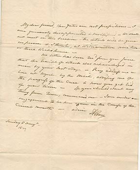 Autograph letter from Aaron Burr to Martha Bradstreet.