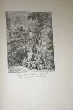 Dressierter Hüener Hund samt einem abgetragenen Habicht. First edition of the engraving