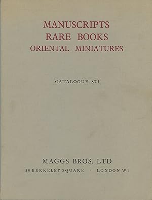 Manuscripts, Rare Books, Oriental Miniatures. Catalogue 871