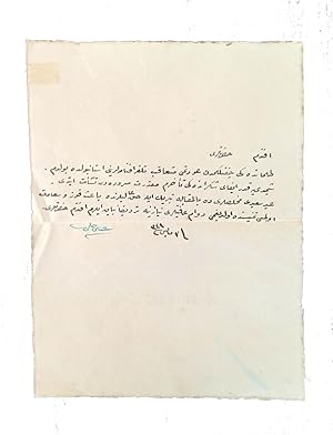 [FINE ALS / ROYALTY / KHEDIVE] Autograph letter signed 'Abbas Hilmi'.
