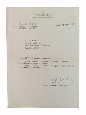 Typescript letter signed 'Kemal Çig'.