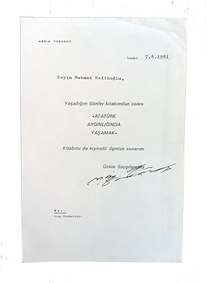 Autograph document signed 'K. Taskent'.