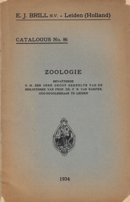 Catalogus No. 86. Zoölogie. Bevattende o.m. een zeer groot gedeelte van de bibliotheek van Prof.D...