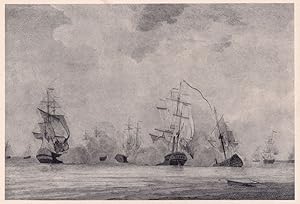 Boscawan Ship at Marinique France 1745 Painting Postcard