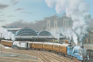 Sir Nigel Gresley Train York Station To London Painting Postcard