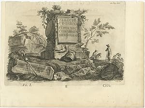 Antique Print of a Tomb and Antiquities (p.25) by Morelli (c.1770)