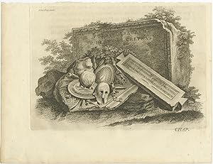 Antique Print of a Tomb and Antiquities (p.24) by Morelli (c.1770)